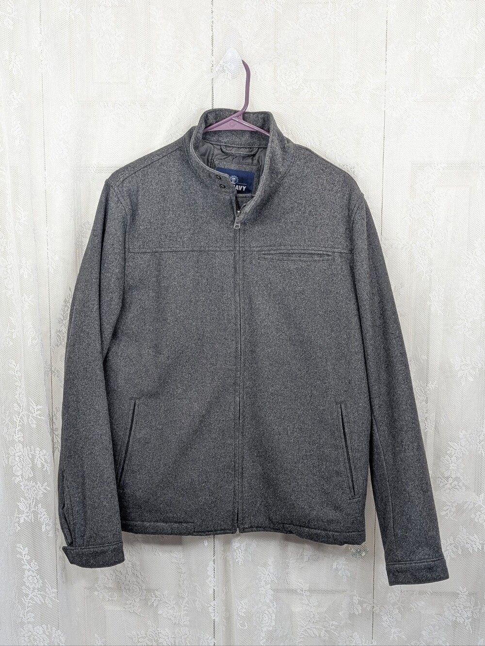 Old Navy: Men's Zip Up Wool Jacket - Gray - Size Medium